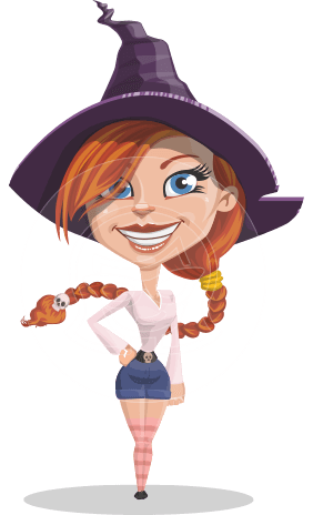 Beautiful Witch Girl Cartoon Vector Character